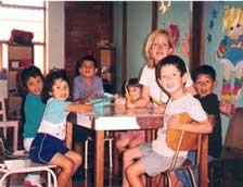 volunteer working with children